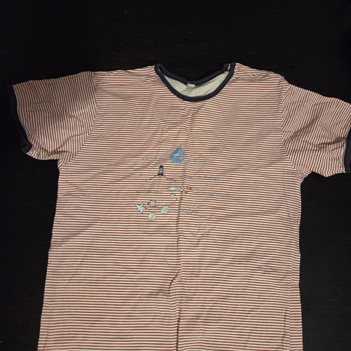 Children's striped T-shirt with sea designs, like new, size 152 cm