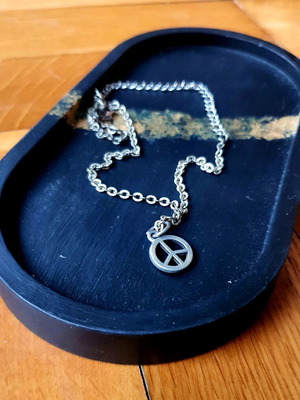 Geometric Minimal Necklace Peace Silver Zara New