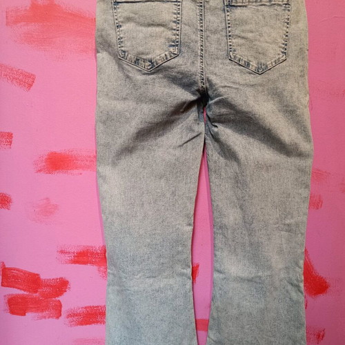 Pink Woman elastic bell-bottom jeans size L like new, blue