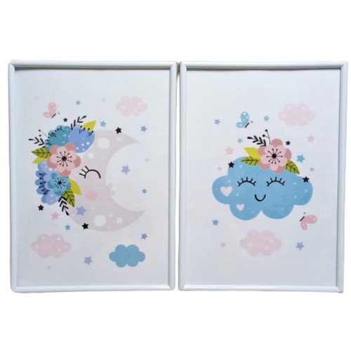 Set of 2 moon and cloud frames 22x31 cm made to order