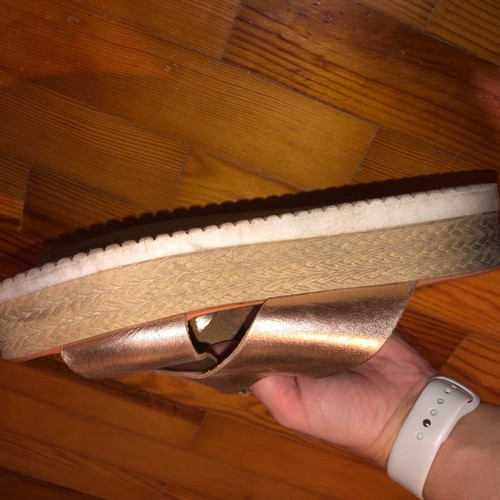 Women's sandal used pink gold leather size 39