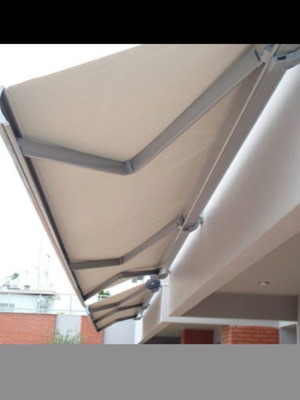 Electric cassette awnings used, light gray color, set of two