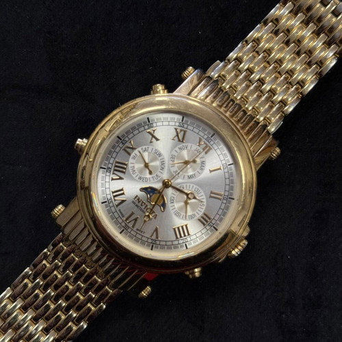 Invicta Model No. 4091 men's watch used, gold-tone case and bracelet