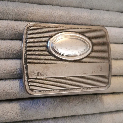 Vintage powder compact with mirror used, silver 925