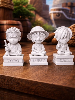 One Piece συλλογή Luffy, Zoro, Sanji καινούργια 3D printed φιγούρες