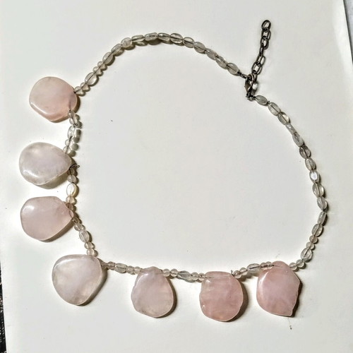 Rose quartz necklace new, length 46cm + 4cm chain