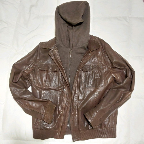 Salvatore Ferragamo men's leather jacket, brown, XL