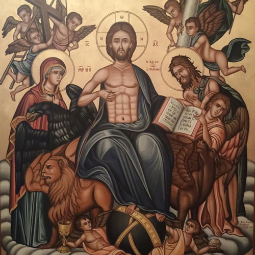 Holy Communion handmade icon like new, 90x70 cm with frame