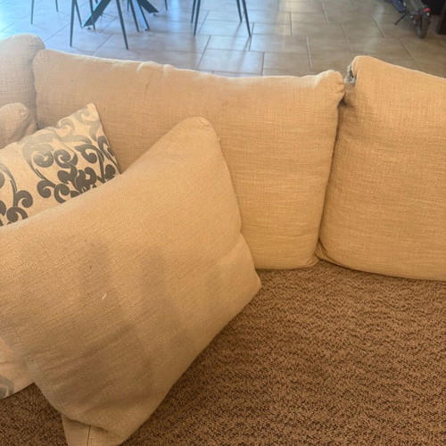 Corner sofa used, dimensions 3.10x2.50 m, fabric needs replacement
