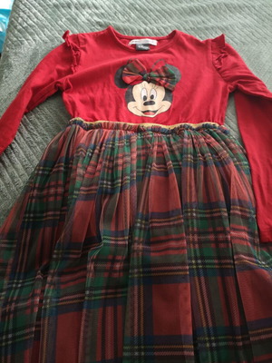 Sinsay dress with plaid tulle used, 122 cm, red