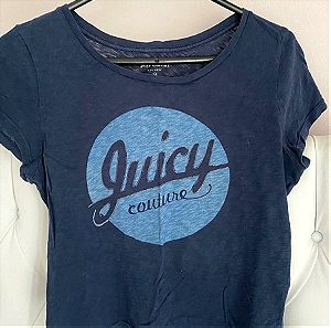 Juicy couture crop top μπλούζα κοντομάνικο m μπλε σκούρο λεπτό ύφασμα