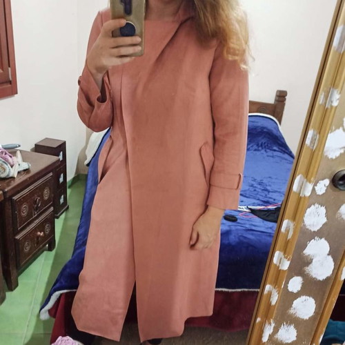 Vero Moda trench coat pink dusty apple, like new, suede texture XL