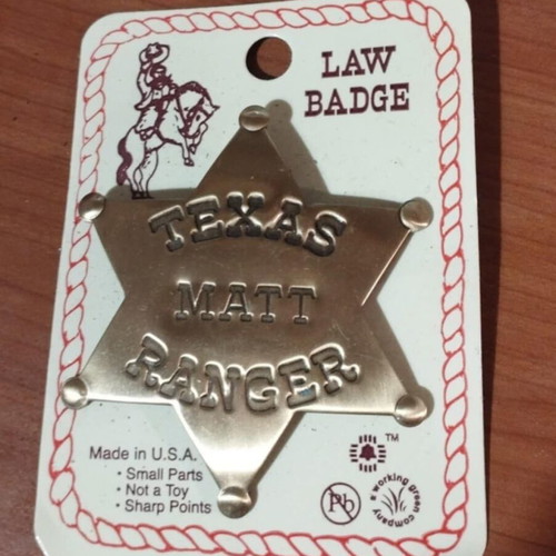 Texas Ranger Law Badge Matt Personalized Metal Star Lapel Pin new, silver