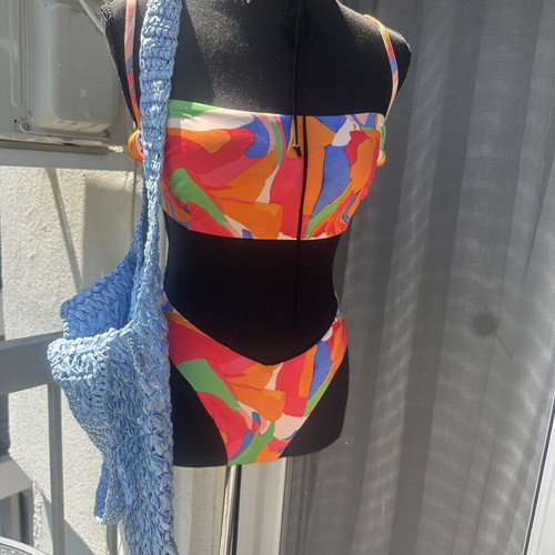 Asos multicolor bikini top and bottom size XL new