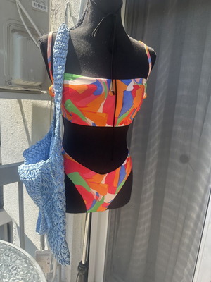 Asos multicolor bikini top and bottom size XL new