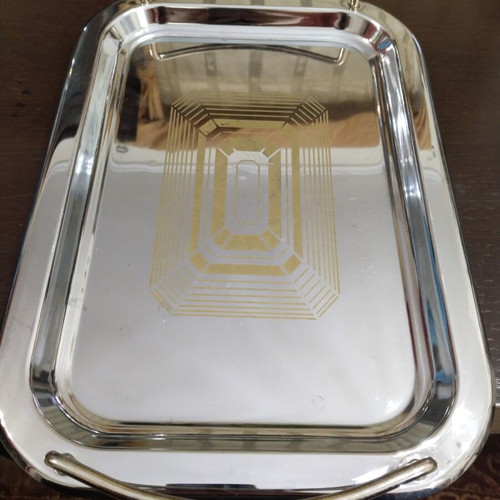 Luxury tray made of Japanese steel like new, antique 33×23 cm