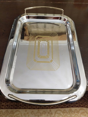 Luxury tray made of Japanese steel like new, antique 33×23 cm