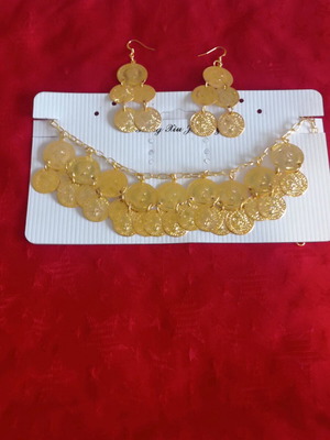 Luxury necklace with earrings A.L.E. new, gold and silver with folklore motifs