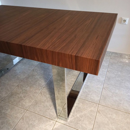 Neo Katoikein dining table like new, 160x90 cm, walnut wood with chrome base