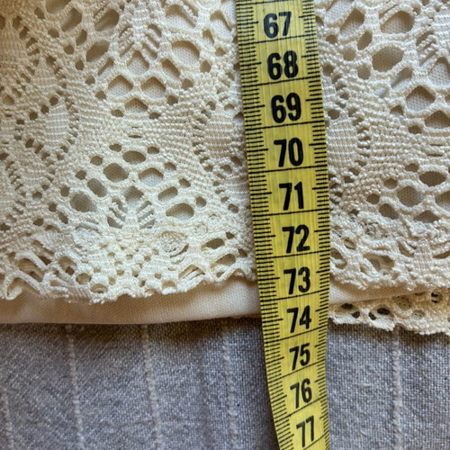 MS Mode Cream Crochet Lace Blouse with Tassel Neck and Attached Camisole, Size XL