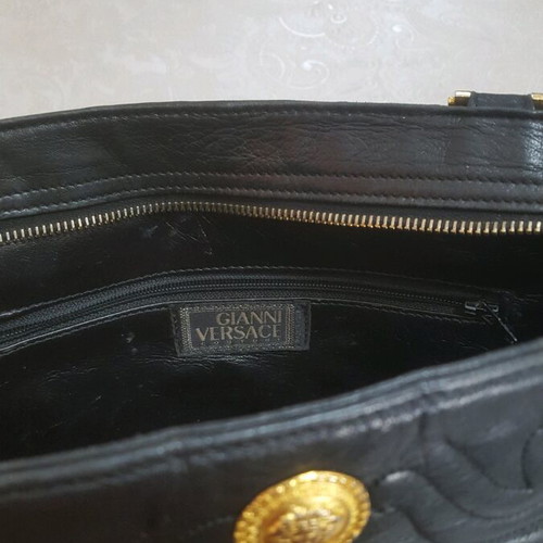 Gianni Versace vintage black leather shoulder bag used