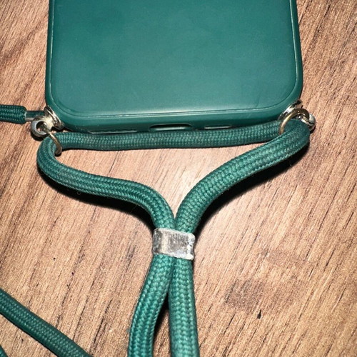 iPhone 11 Pro case with lanyard like new, silicone dark green