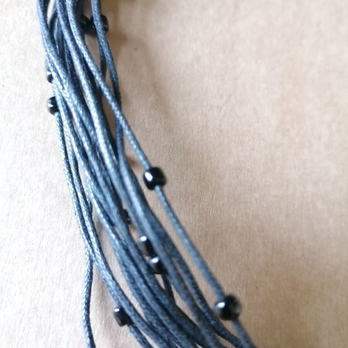 Boho necklace with Abalone shell and black cotton thread with stones new