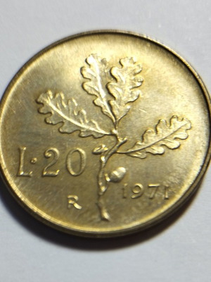 20 Lire 1971 R uncirculated Italian coin new