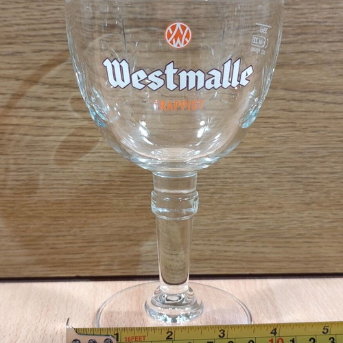 Westmalle Trappist beer set of two promotional stemmed glasses 330ml new