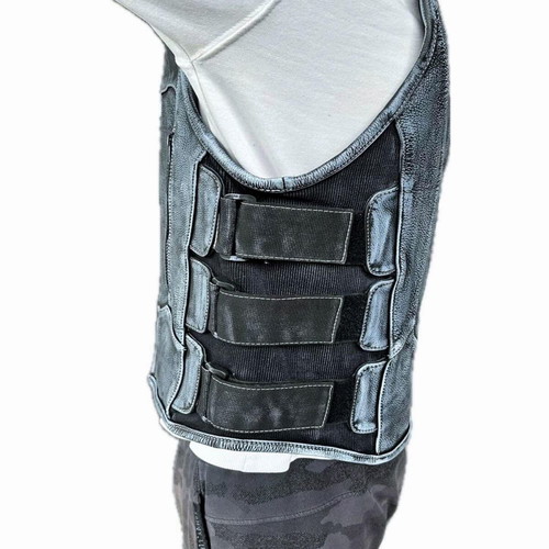 Leather motorcycle vest Retro Gray Motomall new, gray