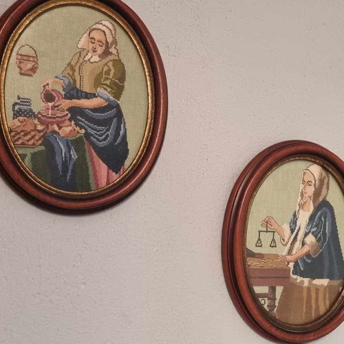 Handmade embroidered antique frames like new