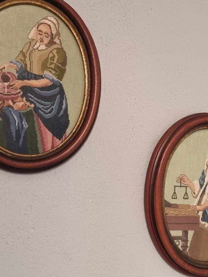 Handmade embroidered antique frames like new