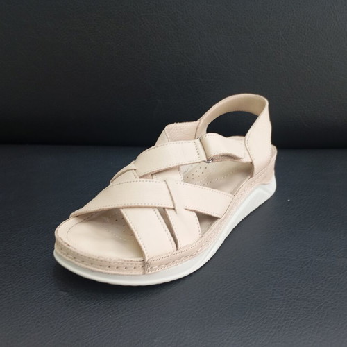 Leather platform sandals size 37, new, beige, anatomical sole