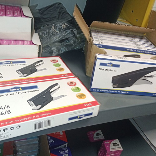 Staplers and boxes of staples new, 16 large, 2 small, 56 boxes