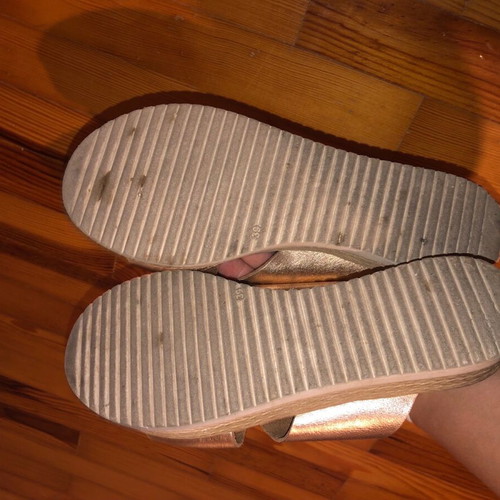 Women's sandal used pink gold leather size 39