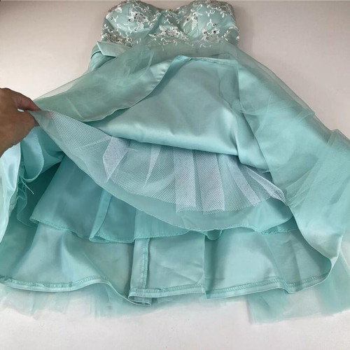 Beaded lace prom party dress turquoise, like new, size M-L
