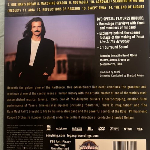 Yanni Live at the Acropolis DVD+CD like new