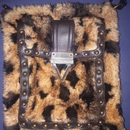Valentino crossbody bag fur print animal like new, beige brown