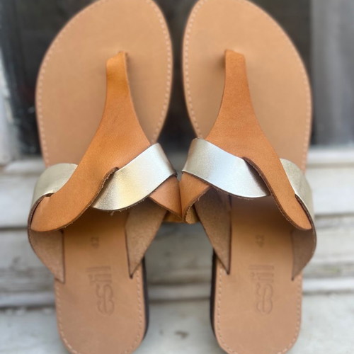 Estil leather sandals used with two-tone design size 42
