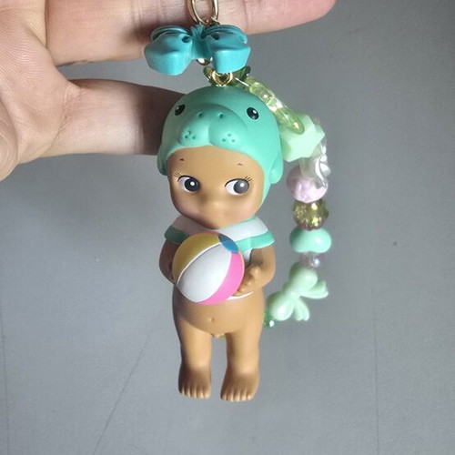 Authentic Sonny Angel Summer Vacation Manatee Keychain with Handmade Beaded Charm