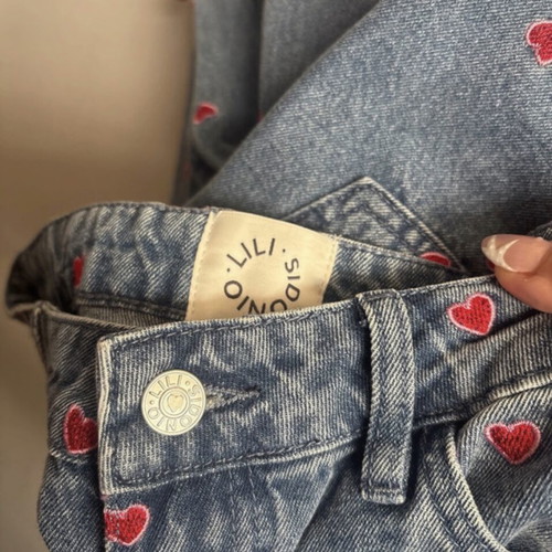 Lili Sidonio limited edition straight denim pants with hearts, size W26