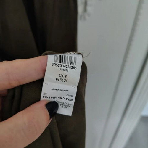 River Island maxi silk dress khaki size S like new
