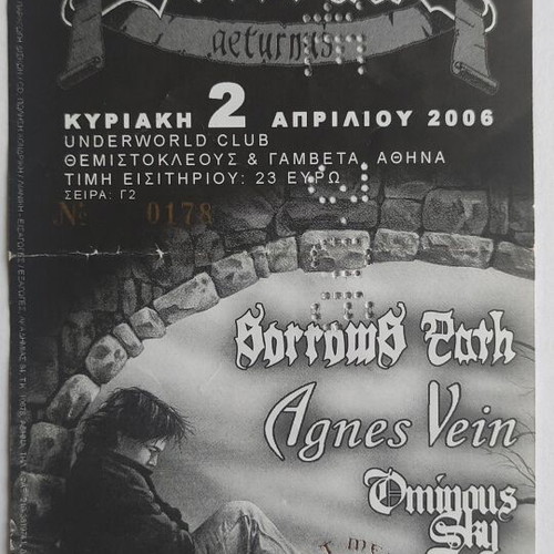 Solitude Aeturnus ticket like new, Underworld Club 2-4-2006