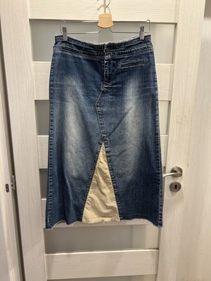 Magic Bee long denim skirt with eyelets and contrast detail