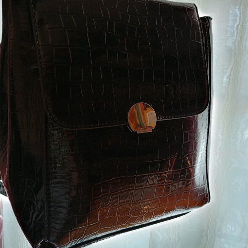 Black patent leather backpack like new