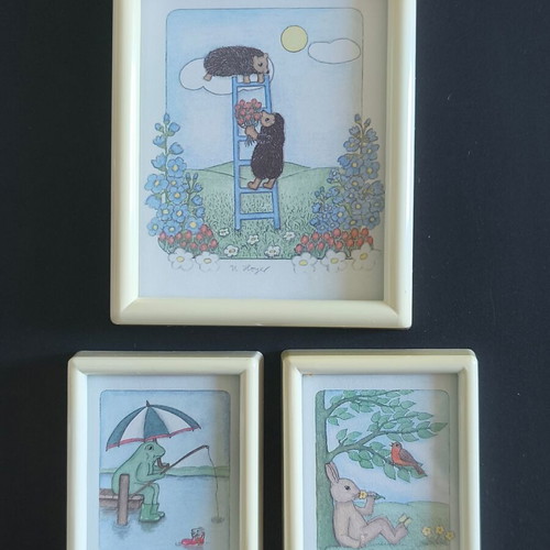 Miniature Drawings set of 3 used with plastic frames