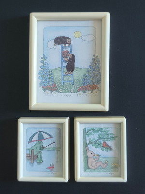 Miniature Drawings set of 3 used with plastic frames
