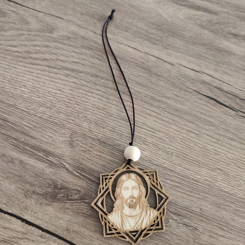 Handmade Car Charm with Jesus Christ engraving, new