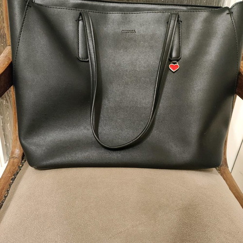 Caprisa shopping bag used, shoulder, black with red heart detail