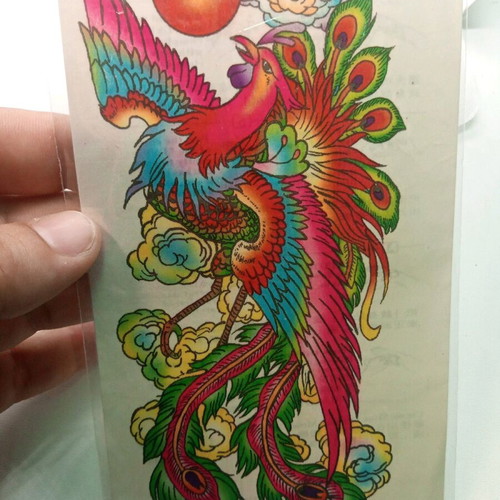 Temporary tattoo sticker Phoenix multicolored